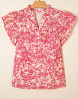 Boho Ruffle Sleeve Buttoned Blouse
