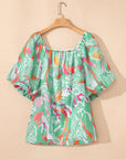 Plus Size Boho Puff Sleeve Blouse