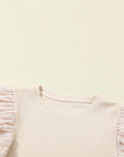 Dotted Mesh Ruffle Sleeve Top
