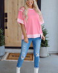 Katie Raw Seam High Low Side Split Top