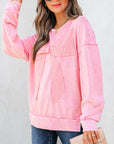 Solid Bow Patchwork Mineral Wash Sweatshirt
