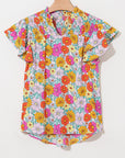 Leslie Floral Shirred Tiered Ruffled Sleeve Blouse