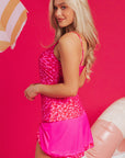 Mae Leopard Drawstring Side Tankini 2pcs Swimsuit