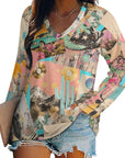 Baha Ranch Retro Pop Western Collage Long Sleeve Top