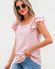 PB Bow Tie Ruffle Sleeve Top