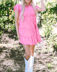 Kylee Ruffle Sleeve Tiered Chambray Dress