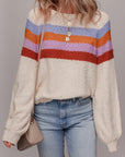 Ayla Striped Color Block Loose Sleeve Chic Sweater
