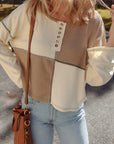 Colorblock Waffle Knit Long Sleeve Top