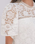 Maliyah Scalloped Floral Lace Peplum Blouse