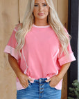 Katie Raw Seam High Low Side Split Top