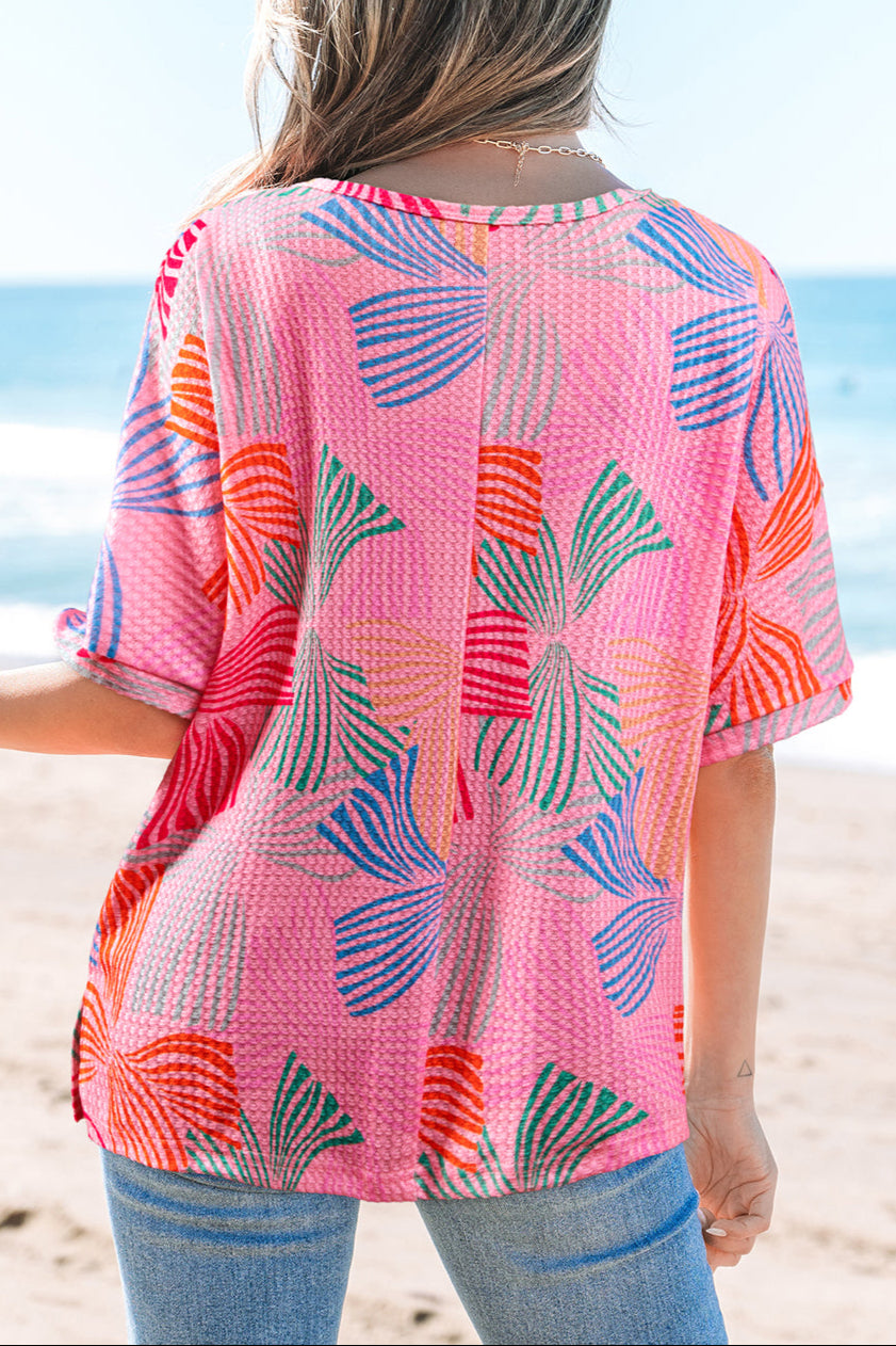 Bow Waffle Knit Crewneck Top