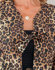 Leopard Quilted Tie Front Jacket