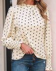Polka Dot Frilled Collar Blouse
