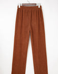 Solid Corduroy Drawstring Elastic Waist Pants
