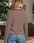 Ember Stripe Ribbed Cropped Crew Neck Top