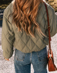 Teddy Collar Flap Pockets Quilted Puffer Jacket