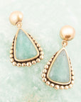 Begondor Blue Amazonite Golden Post Drop Earrings