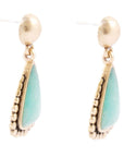 Begondor Blue Amazonite Golden Post Drop Earrings