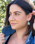 Begondor Green Turquoise Sterling Silver Post Drop Earrings