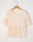 Oaklyn Textured Ruffled Short Sleeve Blouse