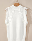 Fringe Mock Neck Sleeveless Sweater