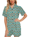 Turquoise Aztec Western Women's Pajama Set