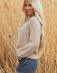 Delaney Texture Knitted Puff Sleeve Sweater