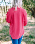 June Waffle Knit Button Up Casual Shirt