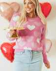 Pearled Heart Valentines Sweater