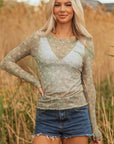 Amber Vintage Floral Mesh Long Sleeve Top