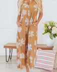 Laura Sleeveless Button up Wide Leg Loose Jumpsuit
