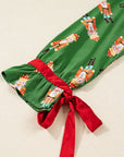 Christmas Bow Top and Ruffle Shorts Pajama Set