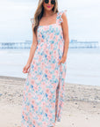 Nataly Floral Square Neck Backless Long Dress