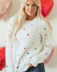 Sequin Heart Waffle Knit Sweater