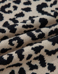 Leopard Drop Shoulder Chunky Cardigan Sweater