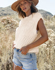 Madelyn Cable Knit Dolman Armholes Sweater Tank