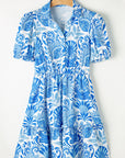 Floral Ruffle Half Buttoned Dress