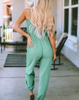 Analia Shirred High Waist Sleeveless V Neck Jumpsuit