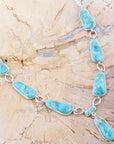 Biwa Blue Turquoise and Sterling Silver Link Necklace