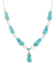 Biwa Blue Turquoise and Sterling Silver Link Necklace