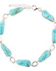 Biwa Blue Turquoise Sterling Silver Link Bracelet