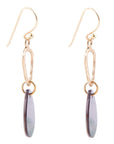 Black Mother of Pearl and Bronze Drop Earrings