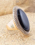 Black Onyx Golden Ring