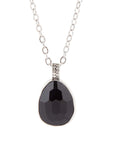 Black Onyx and Sterling Silver Teardrop Pendant Necklace