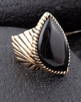 Black Onyx Golden Statement Rings