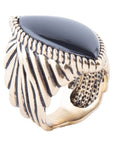 Black Onyx Golden Statement Rings