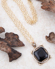 Black Onyx Mixed Metal Pendant Necklace