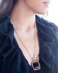 Black Onyx Mixed Metal Pendant Necklace