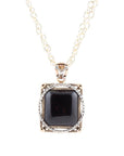 Black Onyx Mixed Metal Pendant Necklace