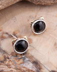 Black Onyx Mixed Metal Post Earrings